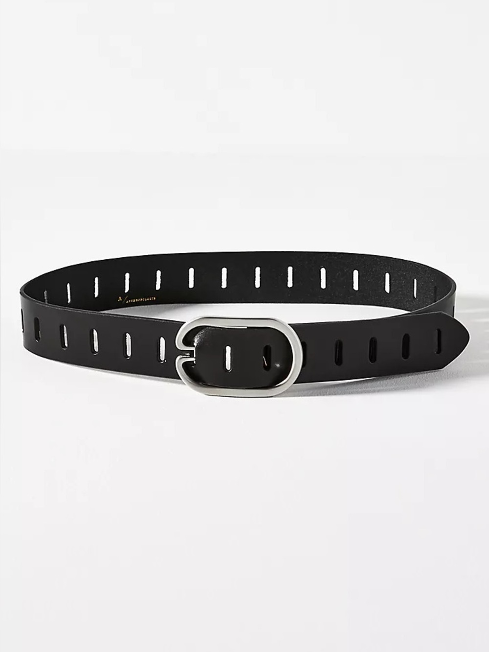 By Anthropologie Black Leather Adjustable Notch Belt Preppy Chic Indie NWT Small